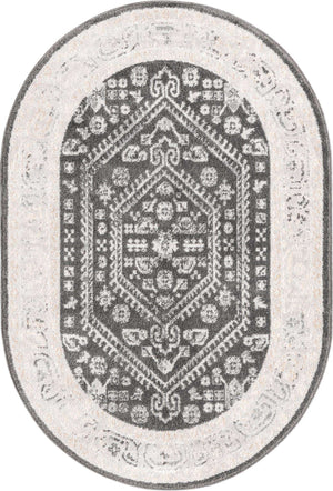 Charcoal 4' x 6' Aurelia Oval Area Rug 100% Polypropylene & Jute Backing Living Dining Room Bedroom Office Traditional Carpet for Sale at Rug Engine