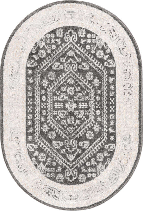 Charcoal 4' x 6' Aurelia Oval Area Rug 100% Polypropylene & Jute Backing Living Dining Room Bedroom Office Traditional Carpet for Sale at Rug Engine