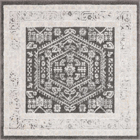 Charcoal 4' x 4' Aurelia Square Area Rug 100% Polypropylene & Jute Backing Living Dining Room Bedroom Office Traditional Carpet for Sale at Rug Engine