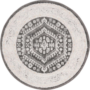 Charcoal 3' x 3' Aurelia Round Area Rug 100% Polypropylene & Jute Backing Living Dining Room Bedroom Office Traditional Carpet for Sale at Rug Engine