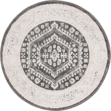 Charcoal 3' x 3' Aurelia Round Area Rug 100% Polypropylene & Jute Backing Living Dining Room Bedroom Office Traditional Carpet for Sale at Rug Engine