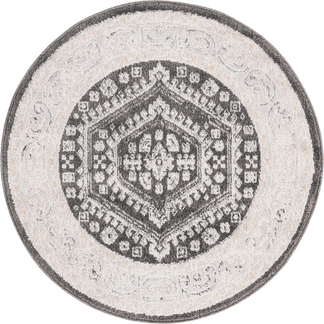 Charcoal 3' x 3' Aurelia Round Area Rug 100% Polypropylene & Jute Backing Living Dining Room Bedroom Office Traditional Carpet for Sale at Rug Engine