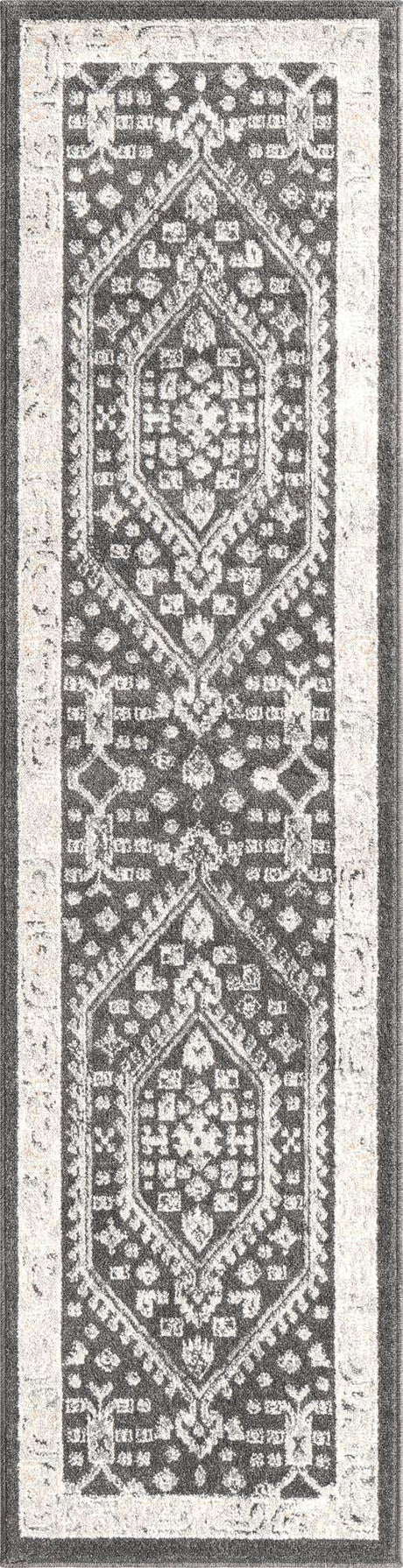 Charcoal 2' x 8' Aurelia Runner Area Rug 100% Polypropylene & Jute Backing Living Dining Room Bedroom Office Traditional Carpet for Sale at Rug Engine