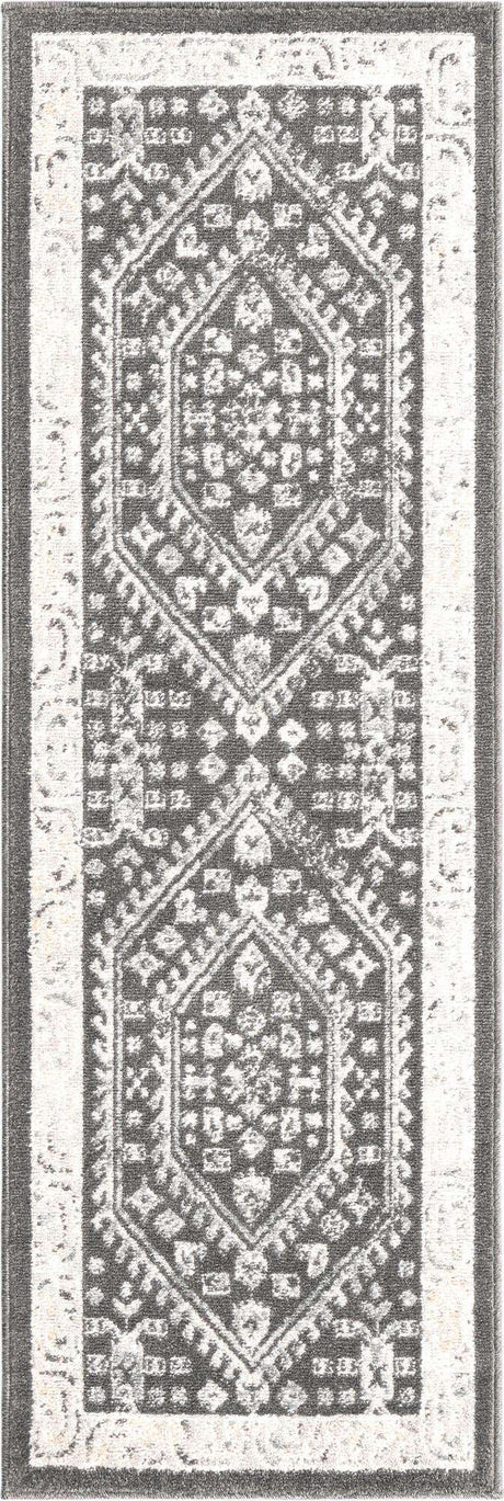 Charcoal 2' x 6' Aurelia Runner Area Rug 100% Polypropylene & Jute Backing Living Dining Room Bedroom Office Traditional Carpet for Sale at Rug Engine
