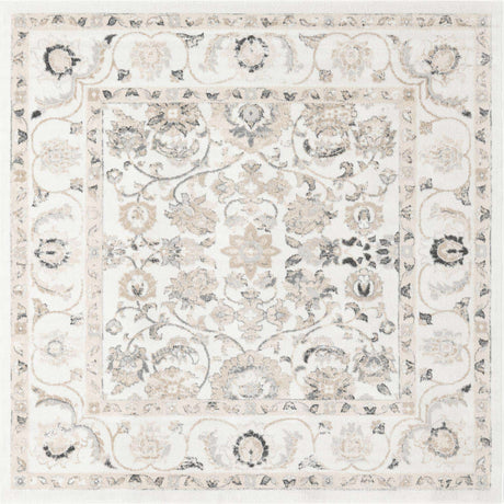 Ivory 7' 10 x 7' 10 Aurelia Square Area Rug 100% Polypropylene & Jute Backing Living Dining Room Bedroom Office Traditional Carpet for Sale at Rug Engine