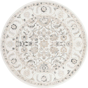Ivory 7' x 7' Aurelia Round Area Rug 100% Polypropylene & Jute Backing Living Dining Room Bedroom Office Traditional Carpet for Sale at Rug Engine