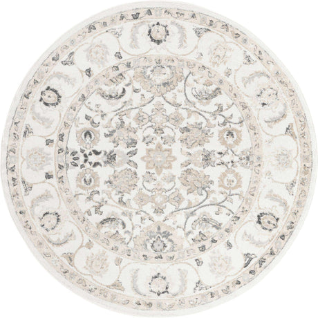 Ivory 7' x 7' Aurelia Round Area Rug 100% Polypropylene & Jute Backing Living Dining Room Bedroom Office Traditional Carpet for Sale at Rug Engine
