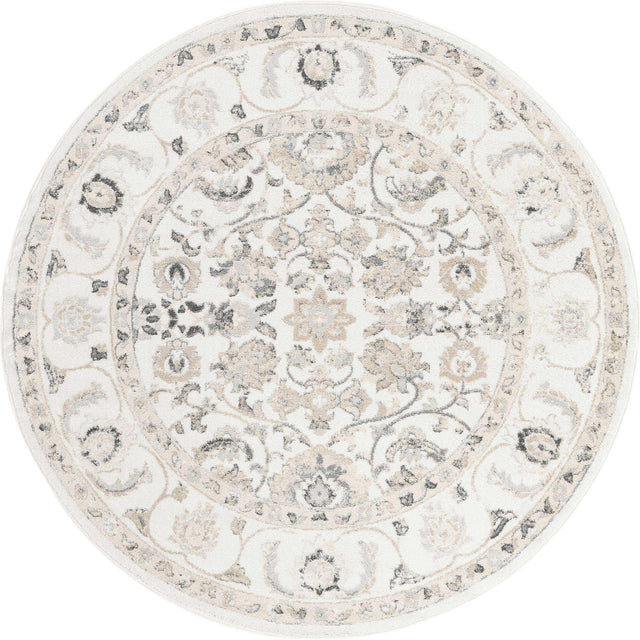 Ivory 7' x 7' Aurelia Round Area Rug 100% Polypropylene & Jute Backing Living Dining Room Bedroom Office Traditional Carpet for Sale at Rug Engine