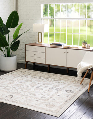 Ivory 6' x 6' Aurelia Square Area Rug 100% Polypropylene & Jute Backing Living Dining Room Bedroom Office Traditional Carpet for Sale at Rug Engine