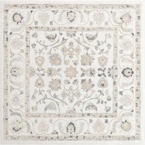 Ivory 6' x 6' Aurelia Square Area Rug 100% Polypropylene & Jute Backing Living Dining Room Bedroom Office Traditional Carpet for Sale at Rug Engine