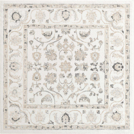 Ivory 6' x 6' Aurelia Square Area Rug 100% Polypropylene & Jute Backing Living Dining Room Bedroom Office Traditional Carpet for Sale at Rug Engine