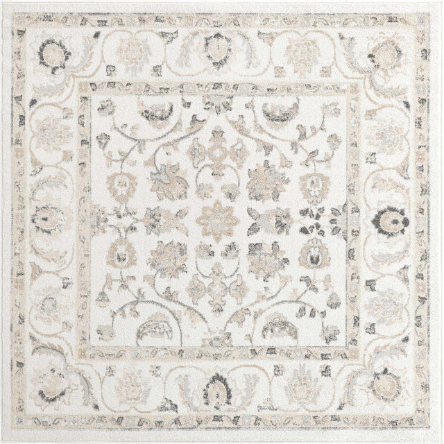 Ivory 6' x 6' Aurelia Square Area Rug 100% Polypropylene & Jute Backing Living Dining Room Bedroom Office Traditional Carpet for Sale at Rug Engine