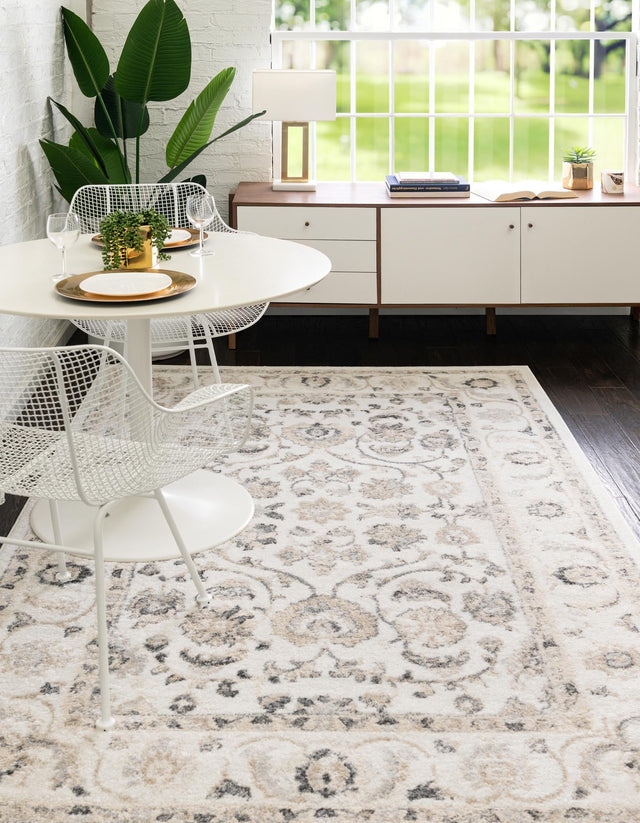 Ivory 9' x 12' Aurelia Rectangle Area Rug 100% Polypropylene & Jute Backing Living Dining Room Bedroom Office Traditional Carpet for Sale at Rug Engine