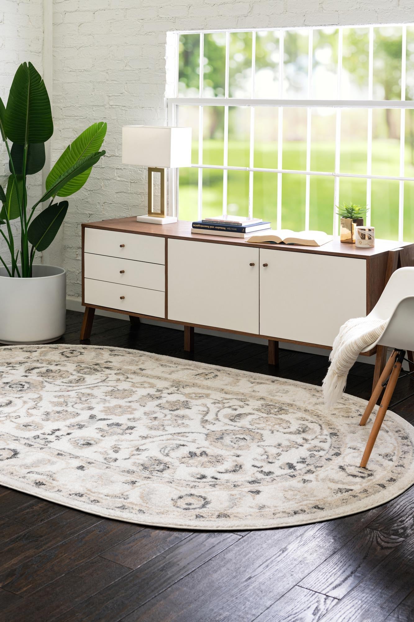 Ivory 4' x 6' Aurelia Oval Area Rug 100% Polypropylene & Jute Backing Living Dining Room Bedroom Office Traditional Carpet for Sale at Rug Engine