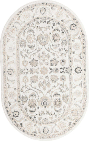 Ivory 5' x 8' Aurelia Oval Area Rug 100% Polypropylene & Jute Backing Living Dining Room Bedroom Office Traditional Carpet for Sale at Rug Engine