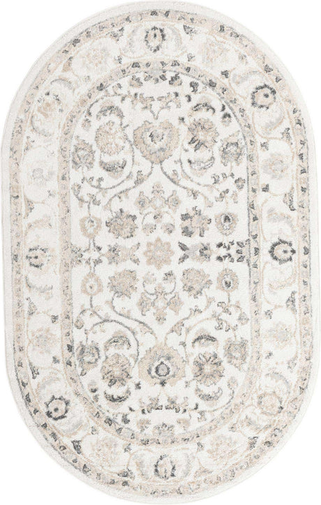 Ivory 5' x 8' Aurelia Oval Area Rug 100% Polypropylene & Jute Backing Living Dining Room Bedroom Office Traditional Carpet for Sale at Rug Engine