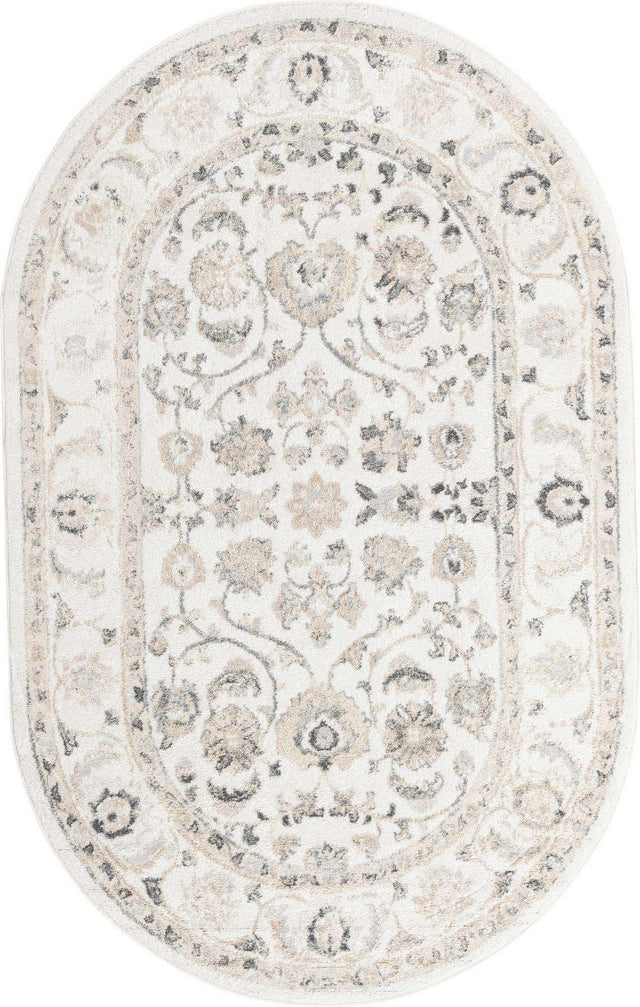 Ivory 5' x 8' Aurelia Oval Area Rug 100% Polypropylene & Jute Backing Living Dining Room Bedroom Office Traditional Carpet for Sale at Rug Engine