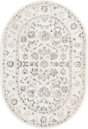 Ivory 4' x 6' Aurelia Oval Area Rug 100% Polypropylene & Jute Backing Living Dining Room Bedroom Office Traditional Carpet for Sale at Rug Engine