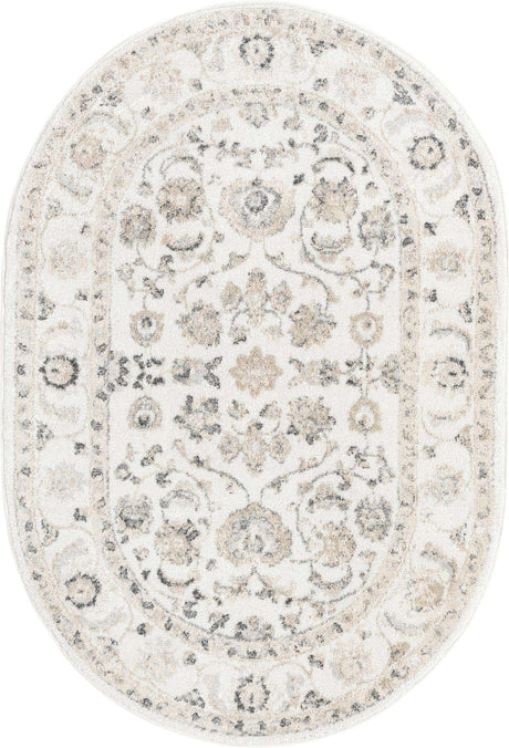Ivory 4' x 6' Aurelia Oval Area Rug 100% Polypropylene & Jute Backing Living Dining Room Bedroom Office Traditional Carpet for Sale at Rug Engine