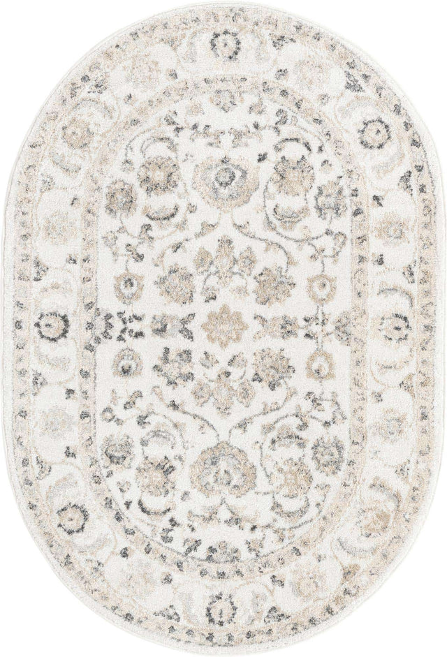 Ivory 4' x 6' Aurelia Oval Area Rug 100% Polypropylene & Jute Backing Living Dining Room Bedroom Office Traditional Carpet for Sale at Rug Engine