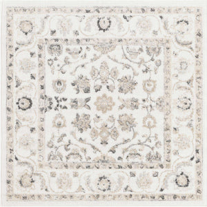 Ivory 4' x 4' Aurelia Square Area Rug 100% Polypropylene & Jute Backing Living Dining Room Bedroom Office Traditional Carpet for Sale at Rug Engine