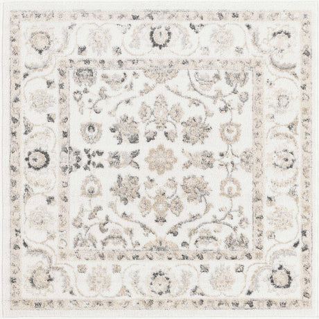 Ivory 4' x 4' Aurelia Square Area Rug 100% Polypropylene & Jute Backing Living Dining Room Bedroom Office Traditional Carpet for Sale at Rug Engine