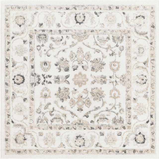 Ivory 4' x 4' Aurelia Square Area Rug 100% Polypropylene & Jute Backing Living Dining Room Bedroom Office Traditional Carpet for Sale at Rug Engine