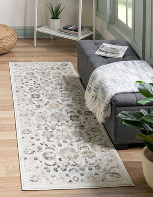 Ivory 2' x 8' Aurelia Runner Area Rug 100% Polypropylene & Jute Backing Living Dining Room Bedroom Office Traditional Carpet for Sale at Rug Engine