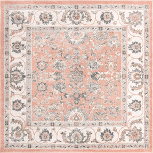 Rose 7' 10 x 7' 10 Aurelia Square Area Rug 100% Polypropylene & Jute Backing Living Dining Room Bedroom Office Traditional Carpet for Sale at Rug Engine