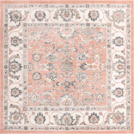 Rose 7' 10 x 7' 10 Aurelia Square Area Rug 100% Polypropylene & Jute Backing Living Dining Room Bedroom Office Traditional Carpet for Sale at Rug Engine