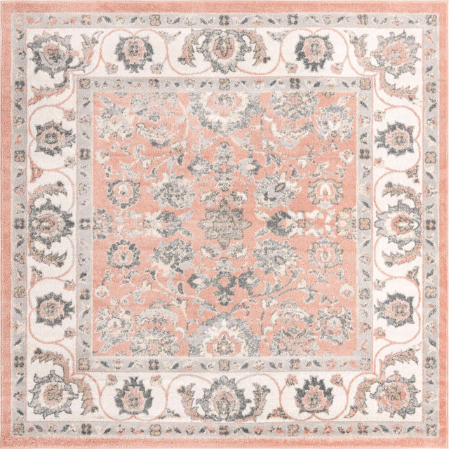 Rose 7' 10 x 7' 10 Aurelia Square Area Rug 100% Polypropylene & Jute Backing Living Dining Room Bedroom Office Traditional Carpet for Sale at Rug Engine