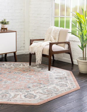 Rose 7' x 7' Aurelia Octagon Area Rug 100% Polypropylene & Jute Backing Living Dining Room Bedroom Office Traditional Carpet for Sale at Rug Engine