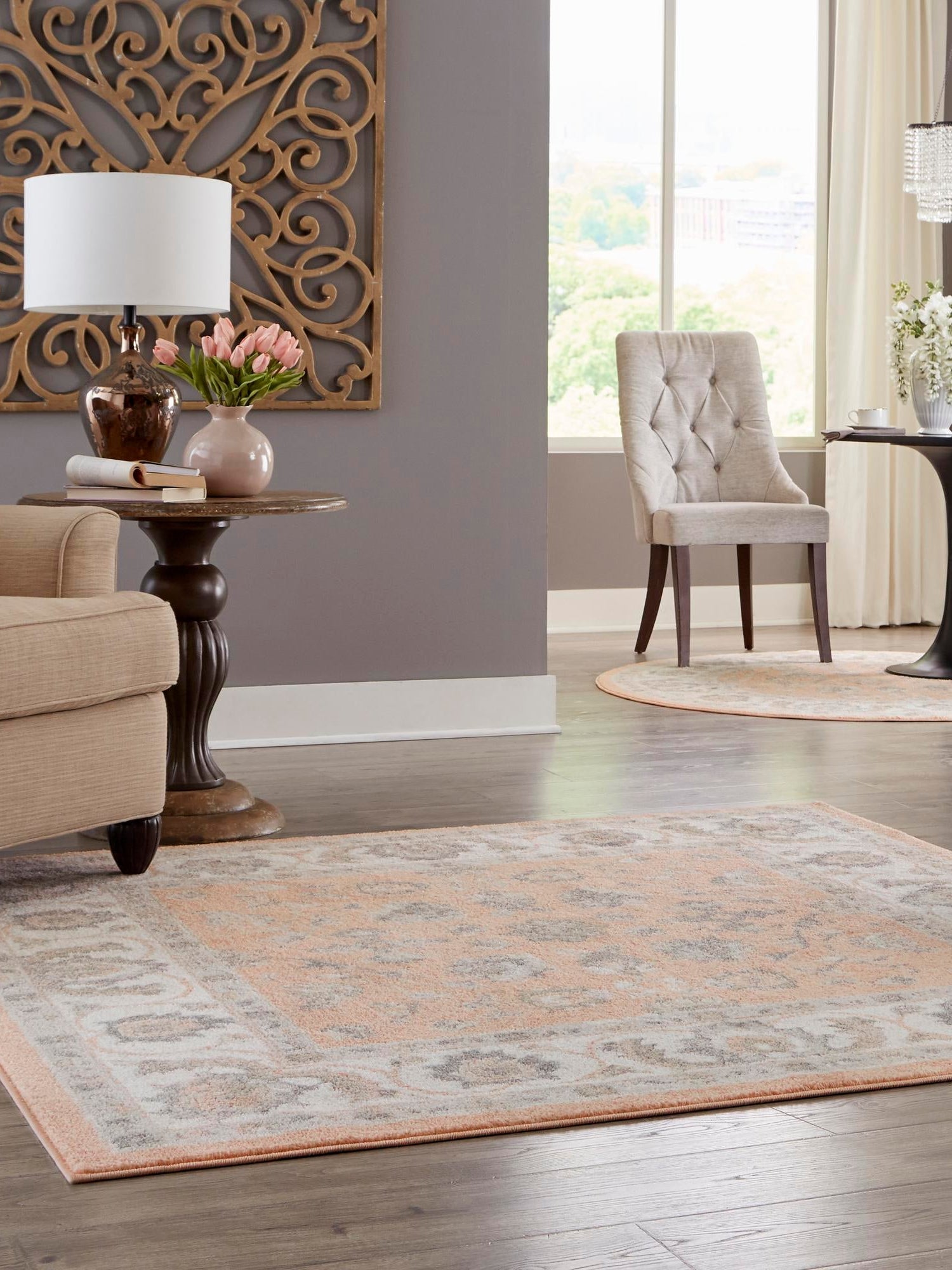 Rose 6' x 6' Aurelia Square Area Rug 100% Polypropylene & Jute Backing Living Dining Room Bedroom Office Traditional Carpet for Sale at Rug Engine