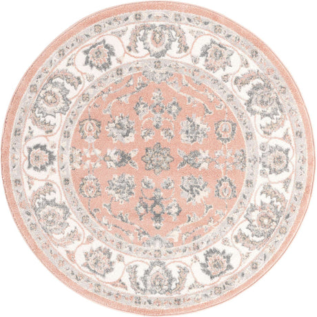 Rose 5' x 5' Aurelia Round Area Rug 100% Polypropylene & Jute Backing Living Dining Room Bedroom Office Traditional Carpet for Sale at Rug Engine