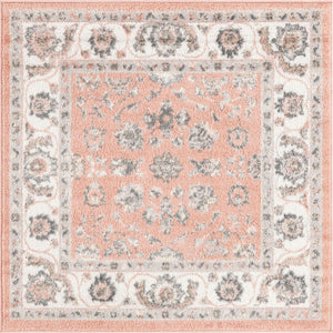 Rose 4' x 4' Aurelia Square Area Rug 100% Polypropylene & Jute Backing Living Dining Room Bedroom Office Traditional Carpet for Sale at Rug Engine
