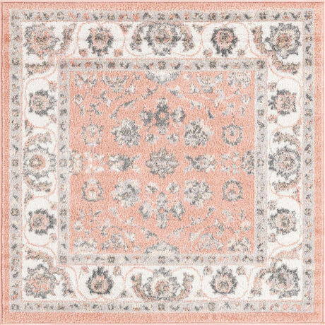 Rose 4' x 4' Aurelia Square Area Rug 100% Polypropylene & Jute Backing Living Dining Room Bedroom Office Traditional Carpet for Sale at Rug Engine