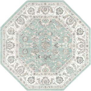 Aqua 7' x 7' Aurelia Octagon Area Rug 100% Polypropylene & Jute Backing Living Dining Room Bedroom Office Traditional Carpet for Sale at Rug Engine