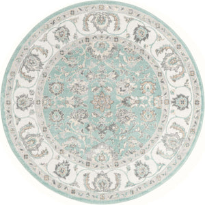 Aqua 7' x 7' Aurelia Round Area Rug 100% Polypropylene & Jute Backing Living Dining Room Bedroom Office Traditional Carpet for Sale at Rug Engine