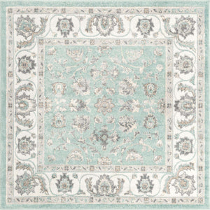 Aqua 6' x 6' Aurelia Square Area Rug 100% Polypropylene & Jute Backing Living Dining Room Bedroom Office Traditional Carpet for Sale at Rug Engine