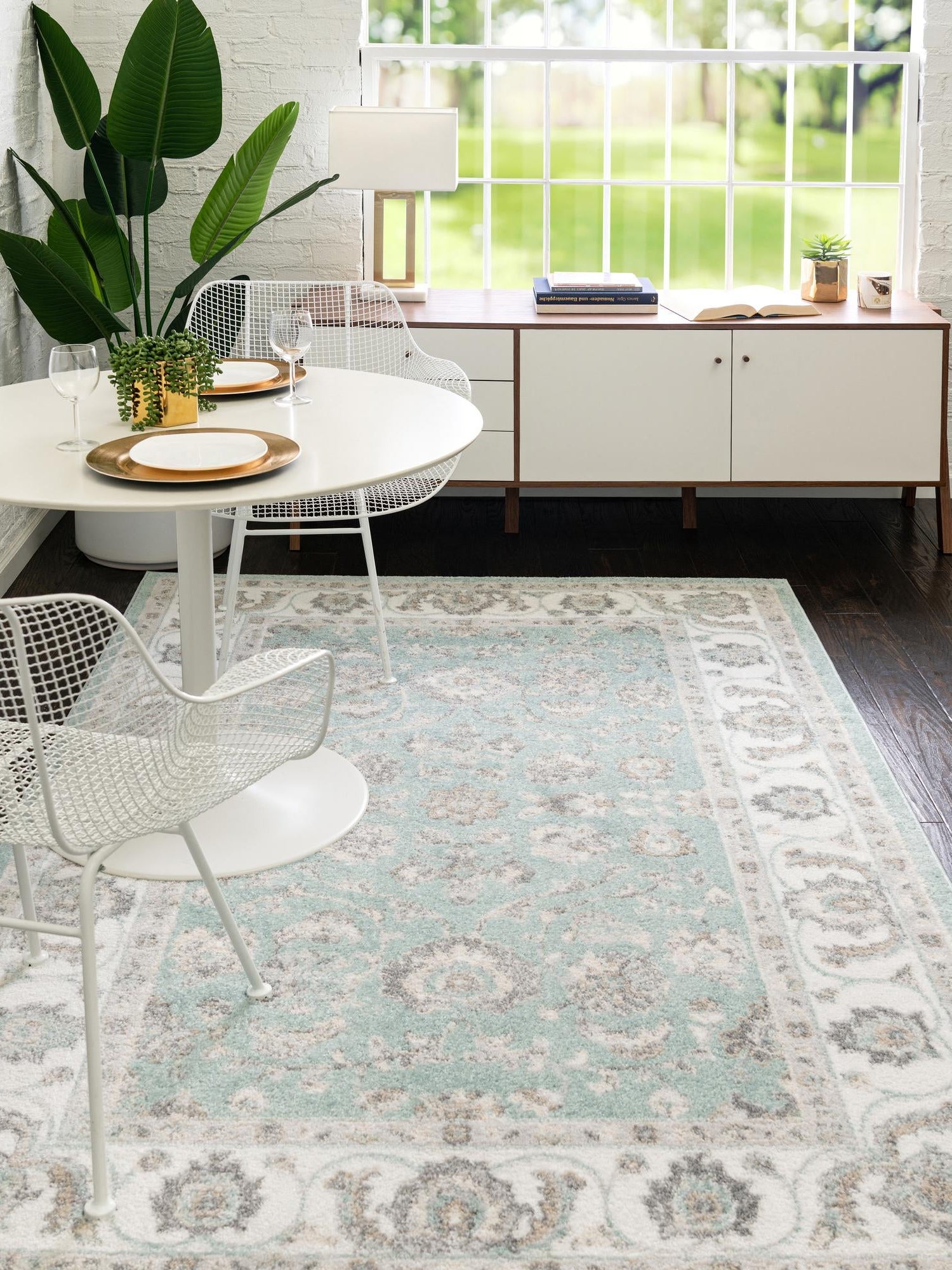 Aqua 6' x 9' Aurelia Rectangle Area Rug 100% Polypropylene & Jute Backing Living Dining Room Bedroom Office Traditional Carpet for Sale at Rug Engine