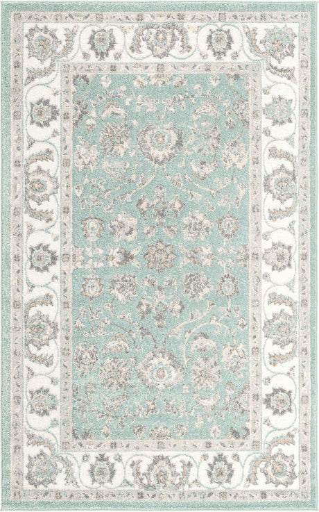 Aqua 5' x 8' Aurelia Rectangle Area Rug 100% Polypropylene & Jute Backing Living Dining Room Bedroom Office Traditional Carpet for Sale at Rug Engine
