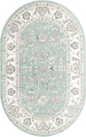 Aqua 5' x 8' Aurelia Oval Area Rug 100% Polypropylene & Jute Backing Living Dining Room Bedroom Office Traditional Carpet for Sale at Rug Engine