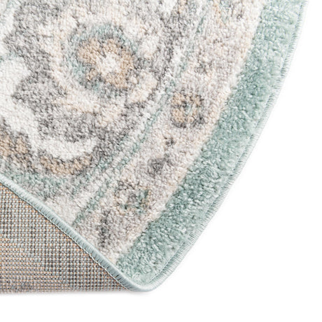 Aqua 5' x 5' Aurelia Round Area Rug 100% Polypropylene & Jute Backing Living Dining Room Bedroom Office Traditional Carpet for Sale at Rug Engine