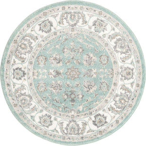 Aqua 5' x 5' Aurelia Round Area Rug 100% Polypropylene & Jute Backing Living Dining Room Bedroom Office Traditional Carpet for Sale at Rug Engine
