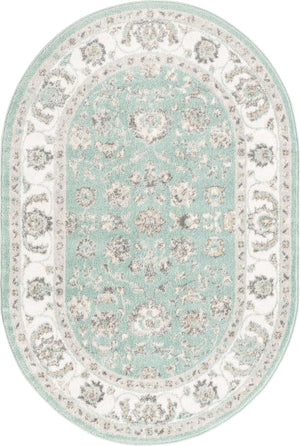 Aqua 4' x 6' Aurelia Oval Area Rug 100% Polypropylene & Jute Backing Living Dining Room Bedroom Office Traditional Carpet for Sale at Rug Engine