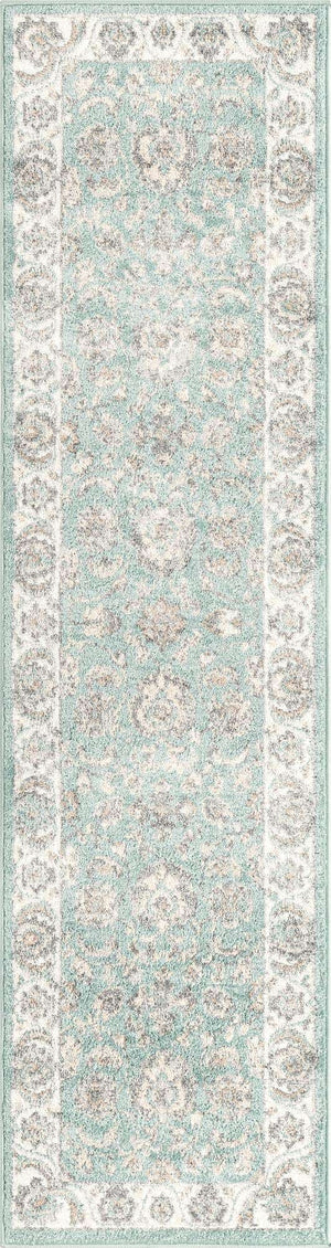 Aqua 2' x 8' Aurelia Runner Area Rug 100% Polypropylene & Jute Backing Living Dining Room Bedroom Office Traditional Carpet for Sale at Rug Engine