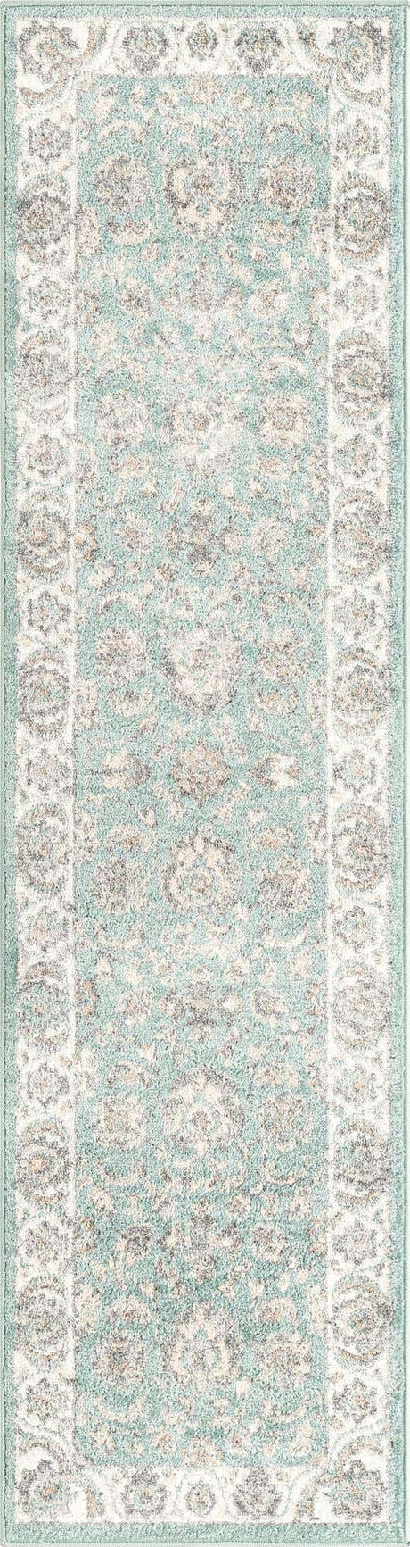 Aqua 2' x 8' Aurelia Runner Area Rug 100% Polypropylene & Jute Backing Living Dining Room Bedroom Office Traditional Carpet for Sale at Rug Engine