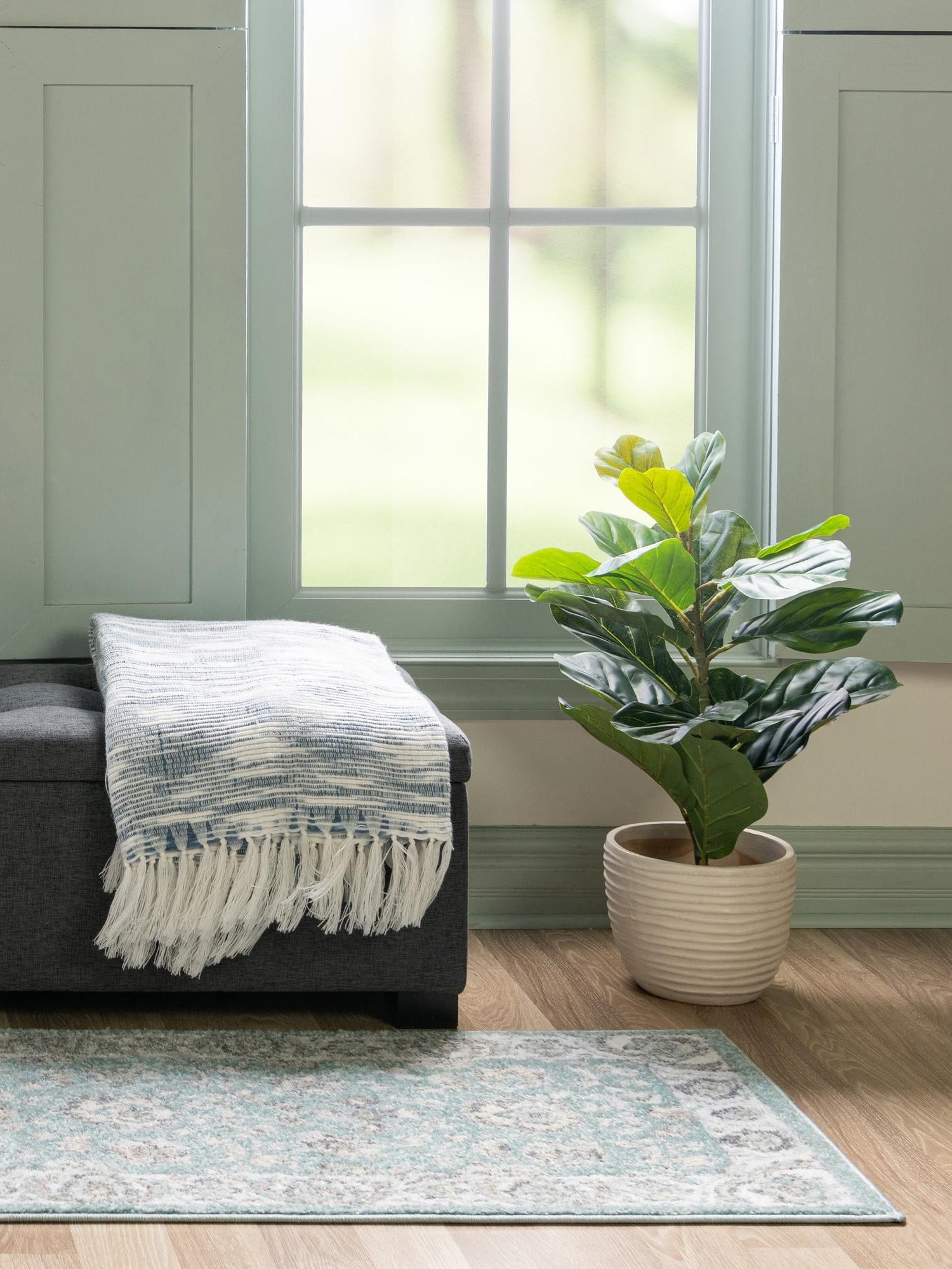 Aqua 2' x 6' Aurelia Runner Area Rug 100% Polypropylene & Jute Backing Living Dining Room Bedroom Office Traditional Carpet for Sale at Rug Engine