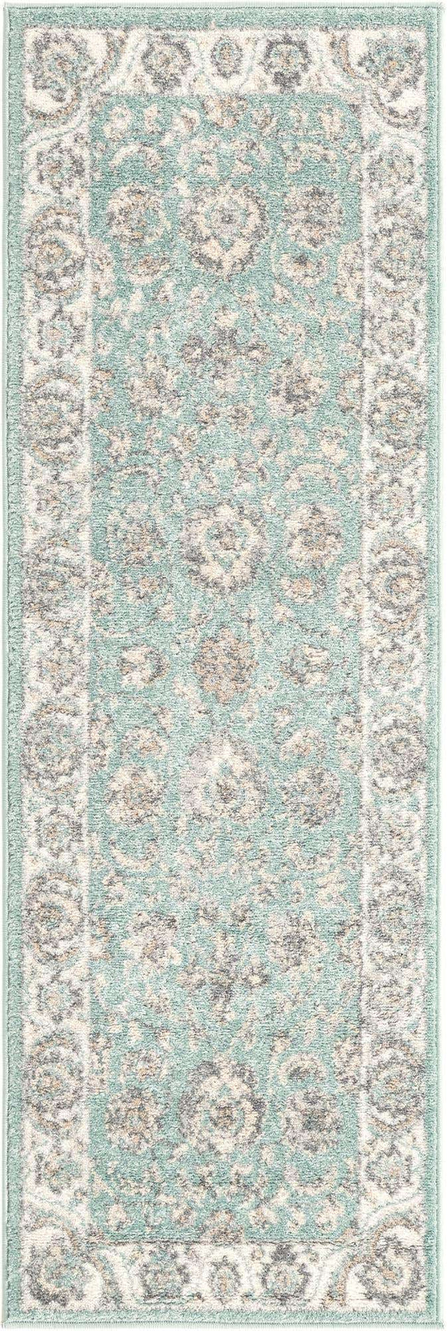 Aqua 2' x 6' Aurelia Runner Area Rug 100% Polypropylene & Jute Backing Living Dining Room Bedroom Office Traditional Carpet for Sale at Rug Engine