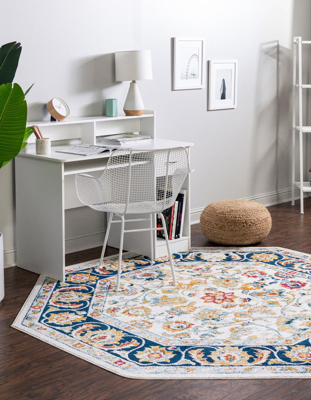 Multicolor 7' x 7' Aurelia Octagon Area Rug 100% Polypropylene & Jute Backing Living Dining Room Bedroom Office Traditional Carpet for Sale at Rug Engine